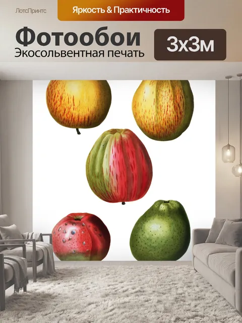 Фотообои Яблоко фрукты Винтаж клипарт
