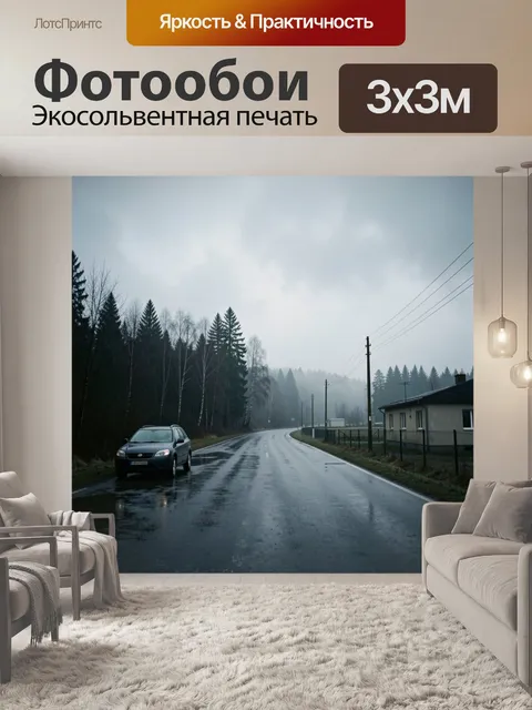 Фотообои Мокрый асфальт в тумане