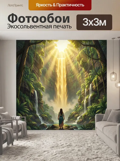 Фотообои Джунгли с высоким водопадом