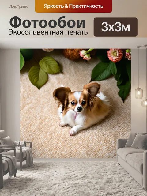 Фотообои папильон спит на мягком ковре