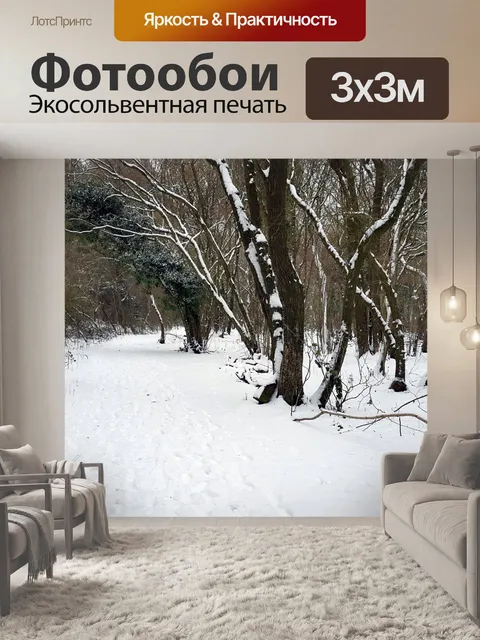 Фотообои Снег в лесу