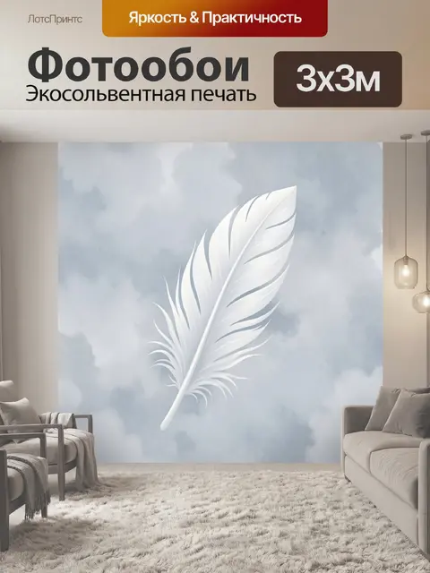 Фотообои Легкое перо на облачном фоне