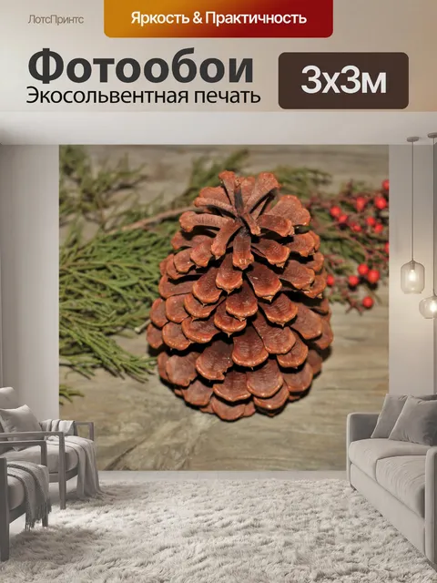 Фотообои Шишка на дереве крупным планом
