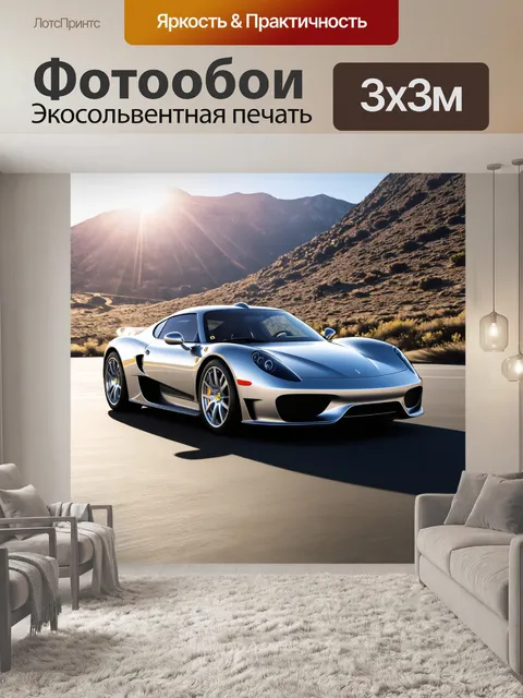Фотообои гладкий серебристый спорткар