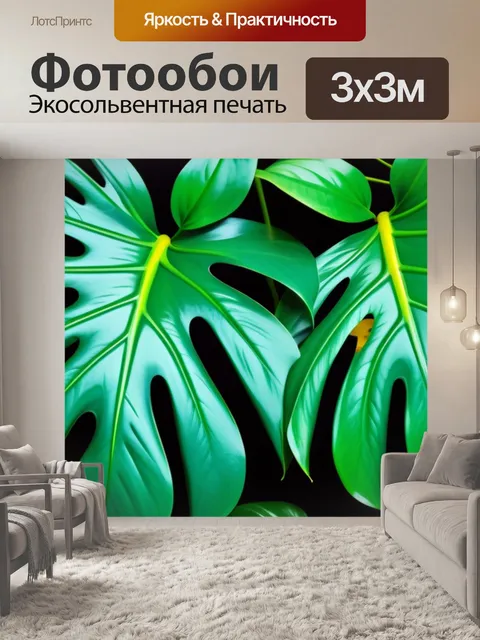 Фотообои с листьями монстеры
