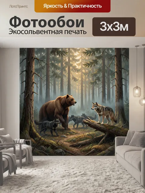 Фотообои Лесные хищники в тумане