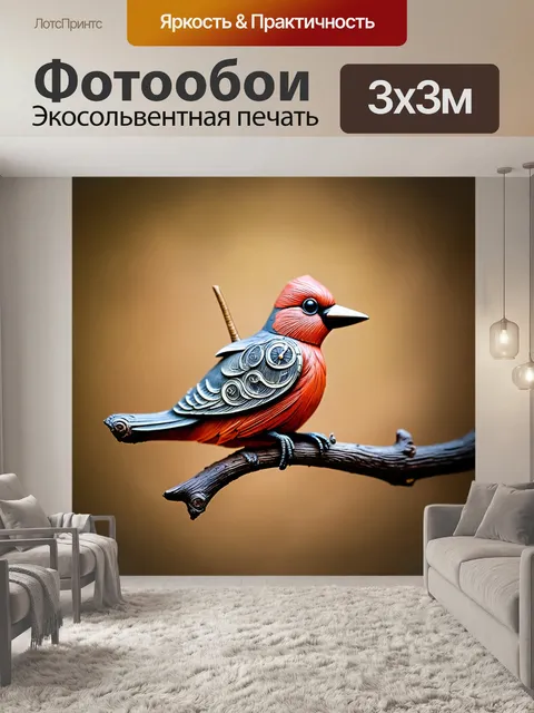Фотообои часы с циферблатом в виде птицы
