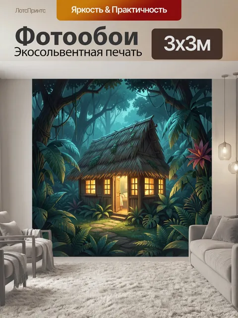 Фотообои Хижина в тропических джунглях