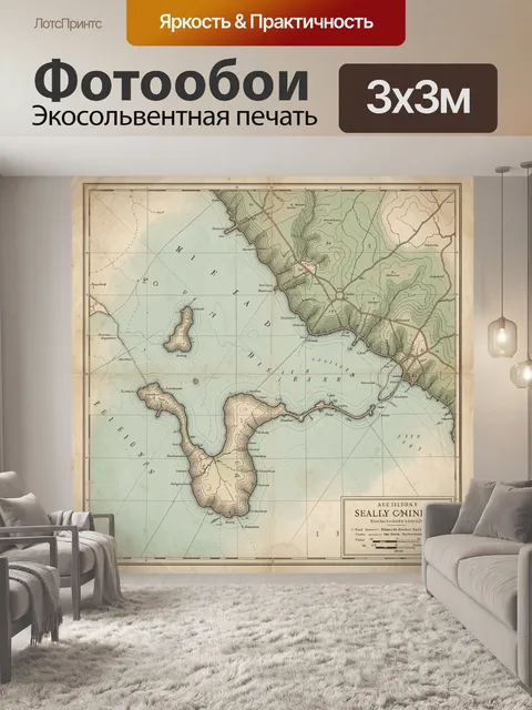 Фотообои Старинная морская карта побережья