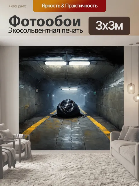 Фотообои станция метро, окруженная туманом, где набухший пакет стремится вырваться из-под земли, словно прося о…
