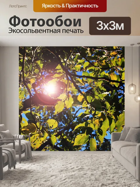 Фотообои листья с блики