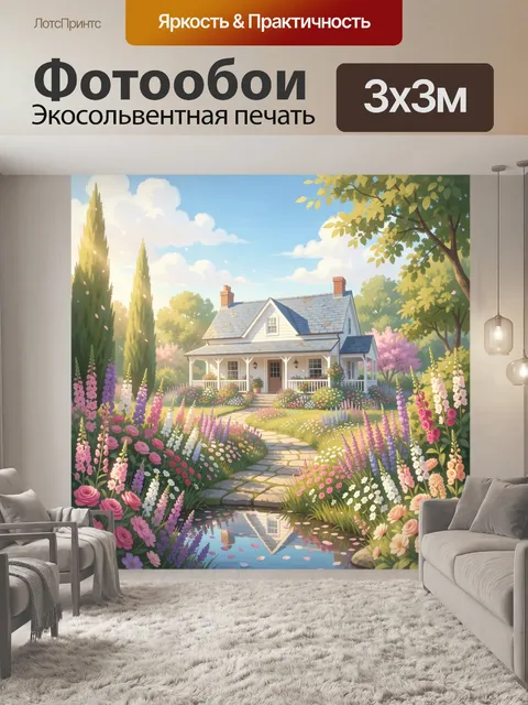 Фотообои Цветущий дом в саду
