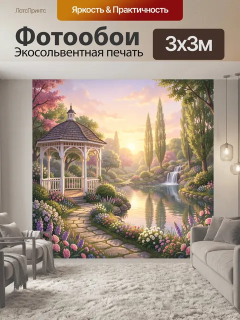 Фотообои Садовая беседка у пруда