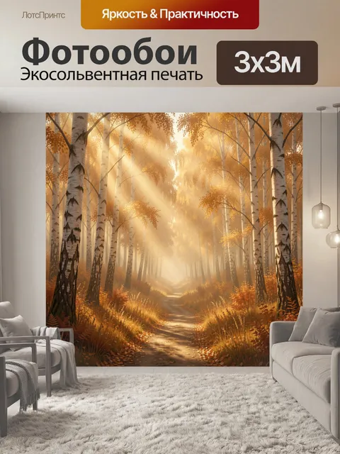 Фотообои Осенний березовый лес с тропой