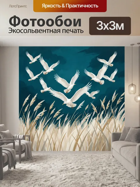 Фотообои Белые чайки над полем