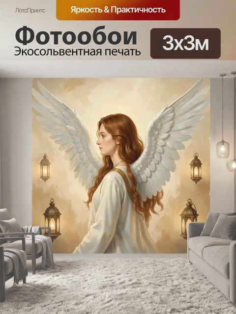 Фотообои Ангел с крыльями и фонарями