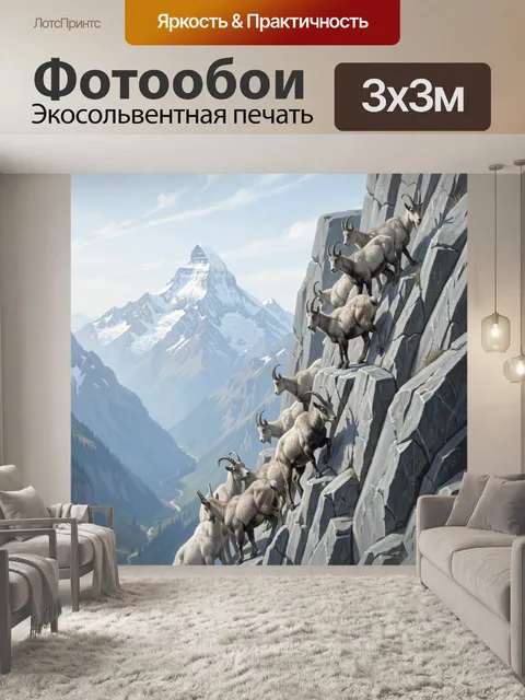 Фотообои Козероги на горном утесе