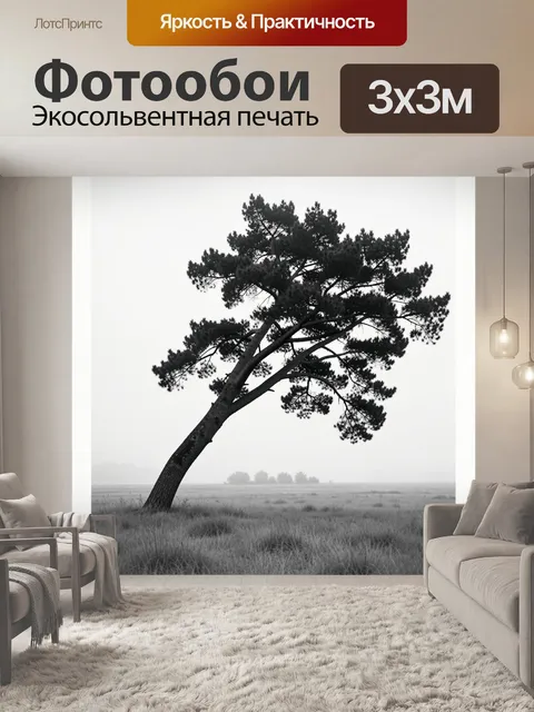 Фотообои Одинокая сосна в тумане