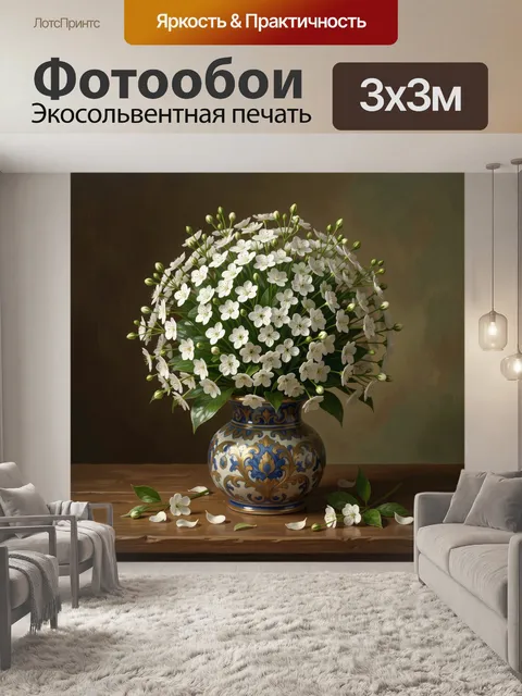 Фотообои Белые цветы в керамической вазе