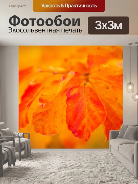 Фотообои Оранжевые осенние листья