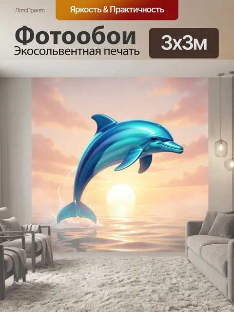 Фотообои Прыгающий дельфин на закате