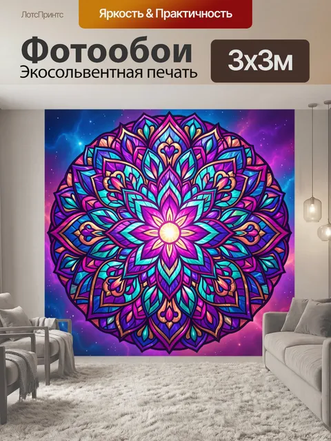 Фотообои Яркая цветочная мандала