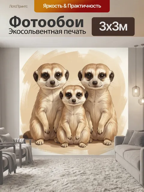 Фотообои Три милых суриката