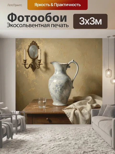 Фотообои Керамический кувшин на деревянном столе