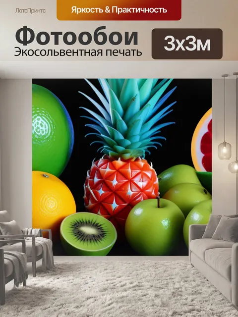 Фотообои стилизованные фрукты для интерьера