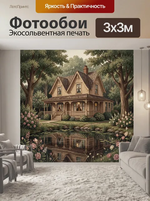 Фотообои Дом у лесного пруда