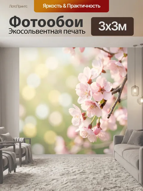 Фотообои Нежные розовые цветы сакуры