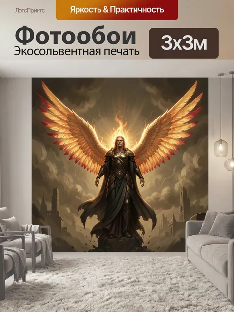 Фотообои Ангел света с огненными крыльями