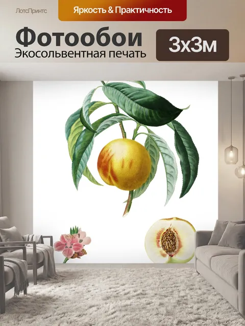 Фотообои Персиковый фрукт винтажное искусство