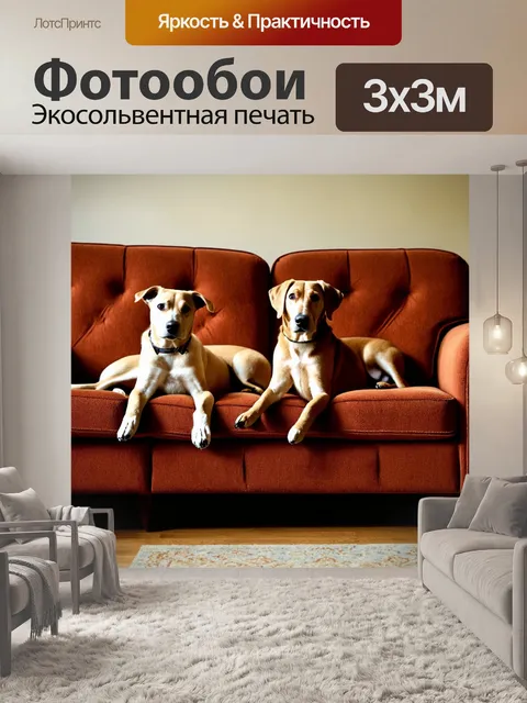 Фотообои животные в стиле ретро с собаками, отдыхающими на старых мягких диванах в ретро-стиле