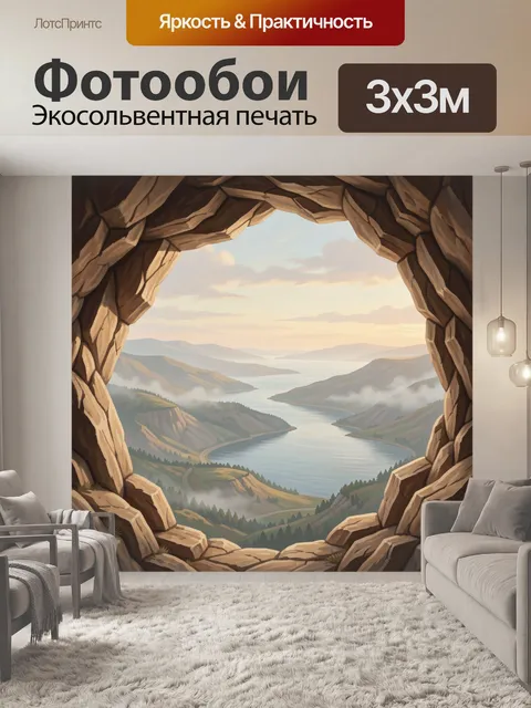 Фотообои Пейзаж в горной нише с рекой