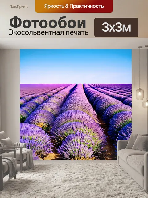 Фотообои увлекательный вид на бескрайние поля лаванды
