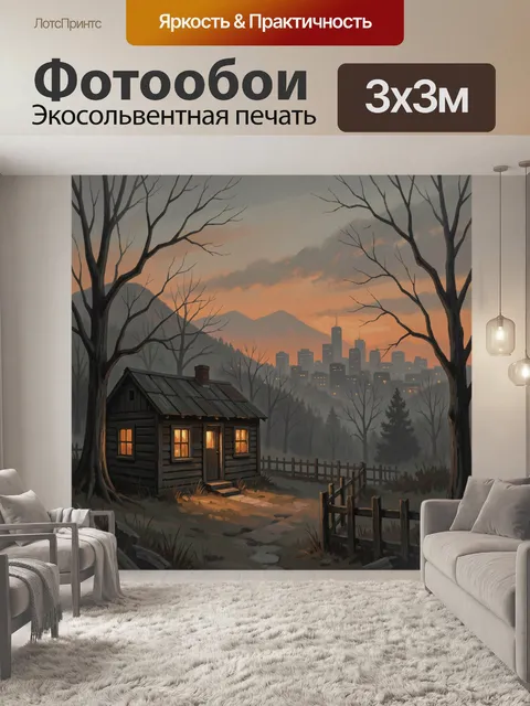 Фотообои Уютный домик у вечернего города