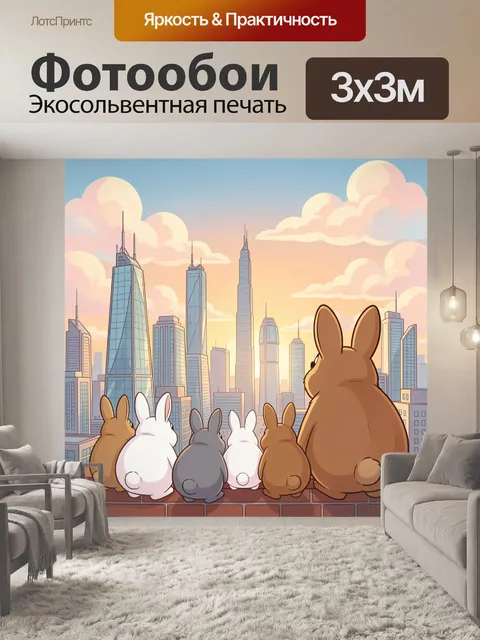 Фотообои Кролики на фоне города