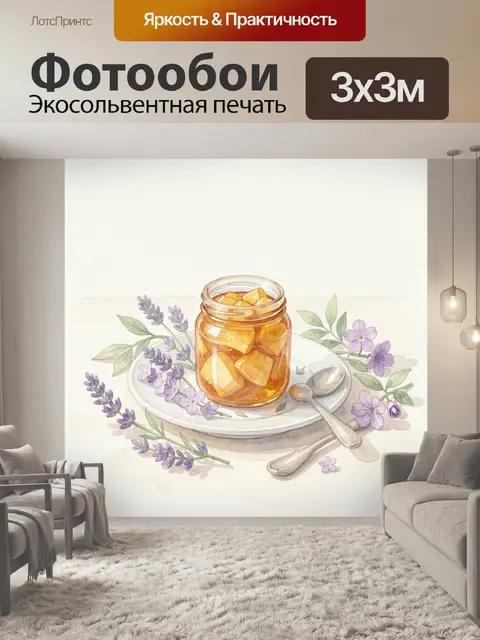 Фотообои Баночка меда с цветами