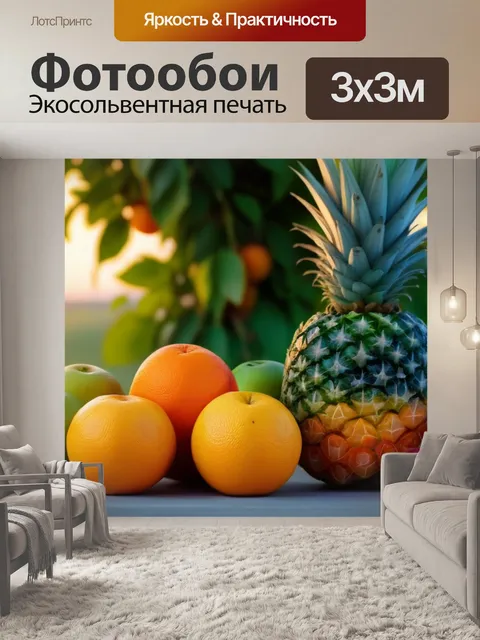 Фотообои веселая сцена с фруктами во время заката