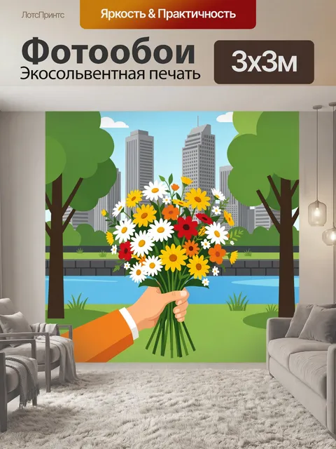 Фотообои Букет ромашек в городском парке
