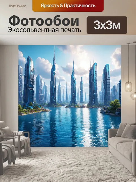 Фотообои футуристический город на воде