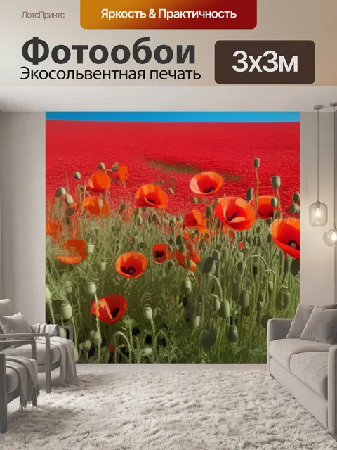 Фотообои с маками разноцветный