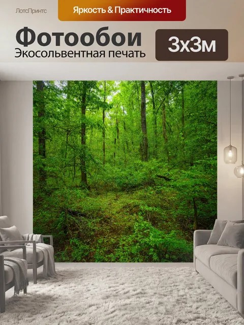 Фотообои зелёные леса, изобилие лесной жизни, яркость цветов, радость дня