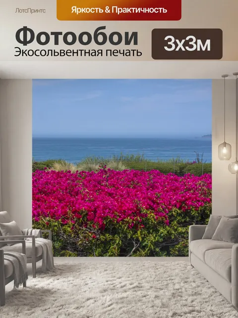 Фотообои розовые цветы бугенвиллии в океане