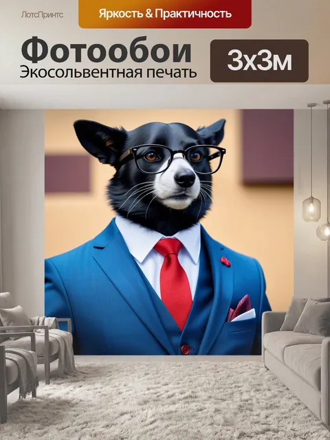 Фотообои кролик в деловом костюме и очках
