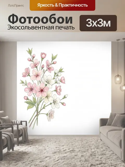 Фотообои Нежные цветущие ветви сакуры