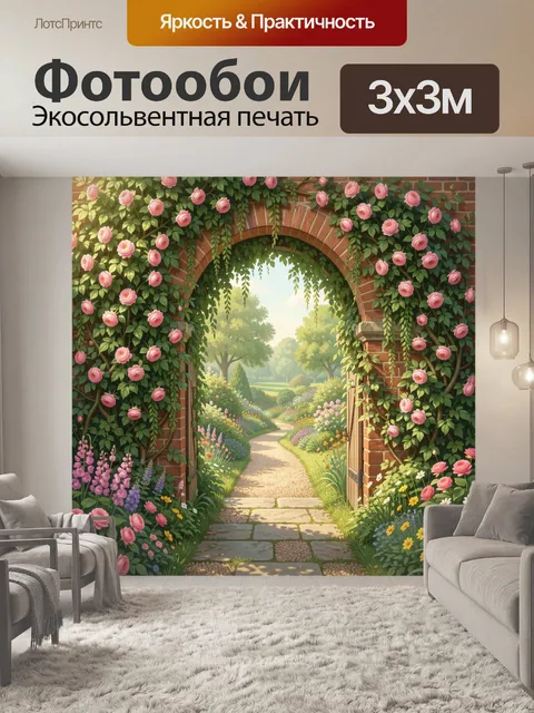 Фотообои Садовая арка с розами