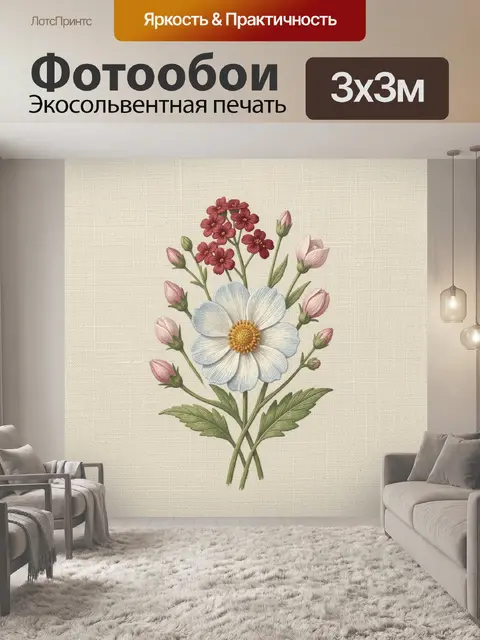 Фотообои Нежный полевой букет цветов
