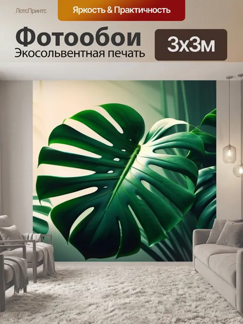 Фотообои с листьями монстеры максимал